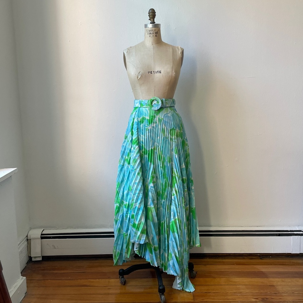 Balenciaga Asymmetrical Sunburst Pleat Flora Skirt
